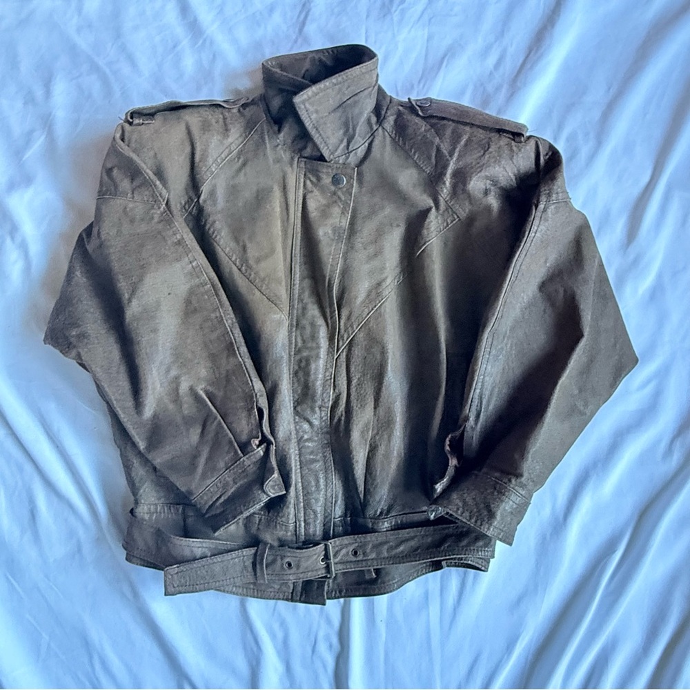 Vintage BB Dakota Pret a Porter Cuir 1980s Brown Leather Jacket Used Cond. Sz Sm